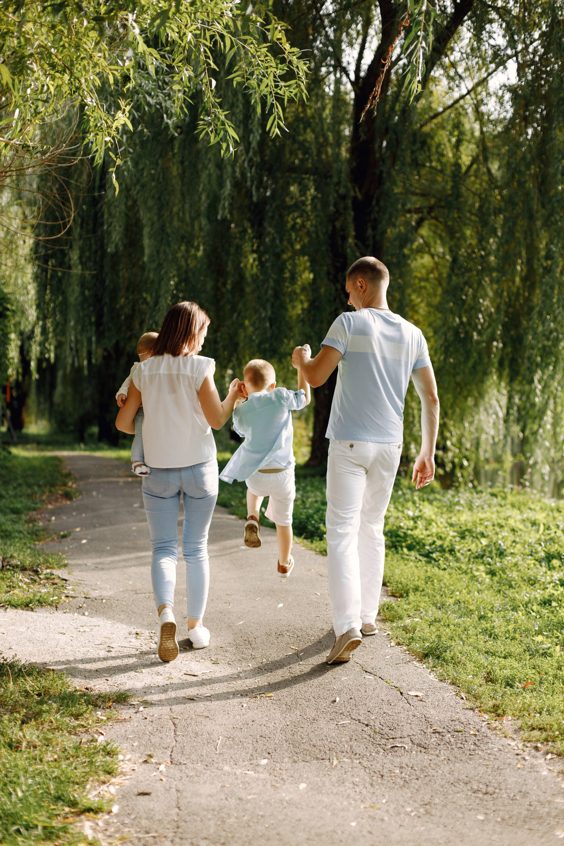 Family walking together in a park